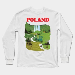 Poland landscape travel poster Long Sleeve T-Shirt